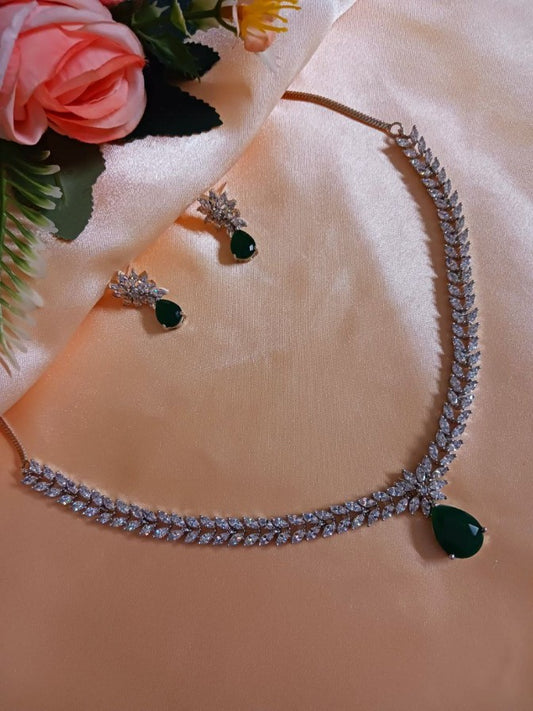 Idhika Emerald Green AD necklace