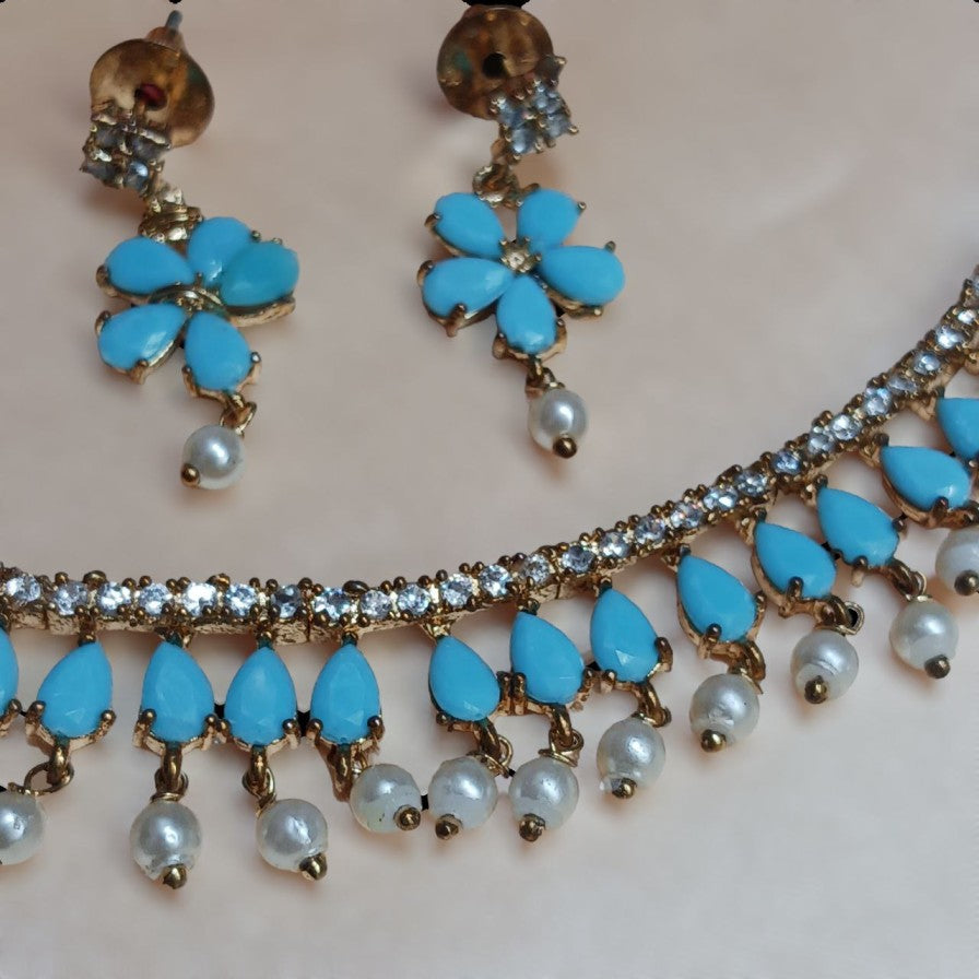 Sona Blue AD Necklace