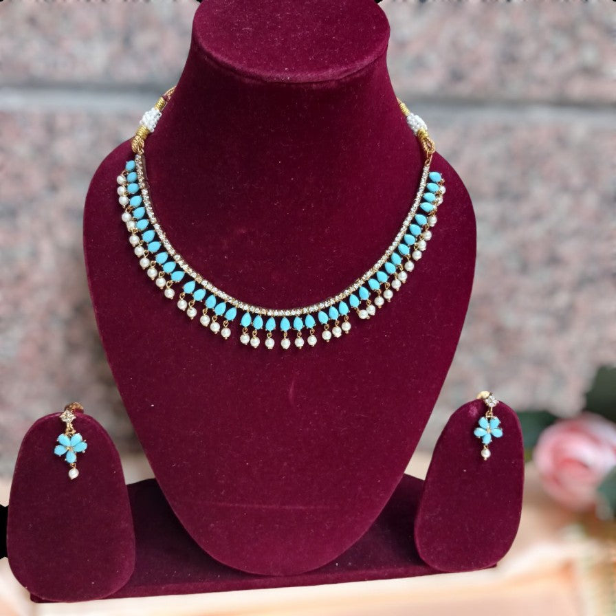 Sona Blue AD Necklace
