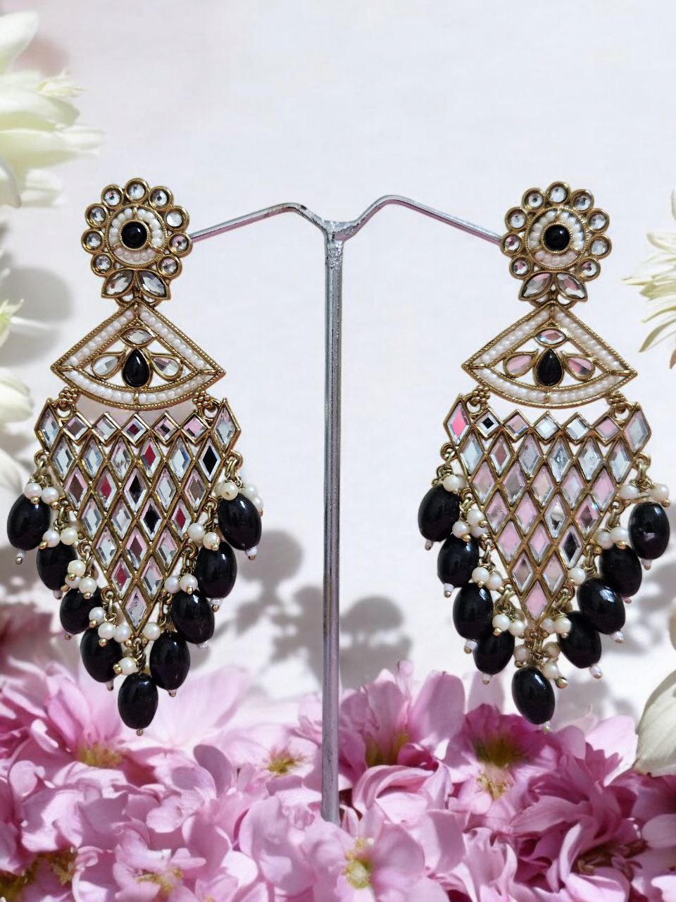 Saraswati Black Earrings
