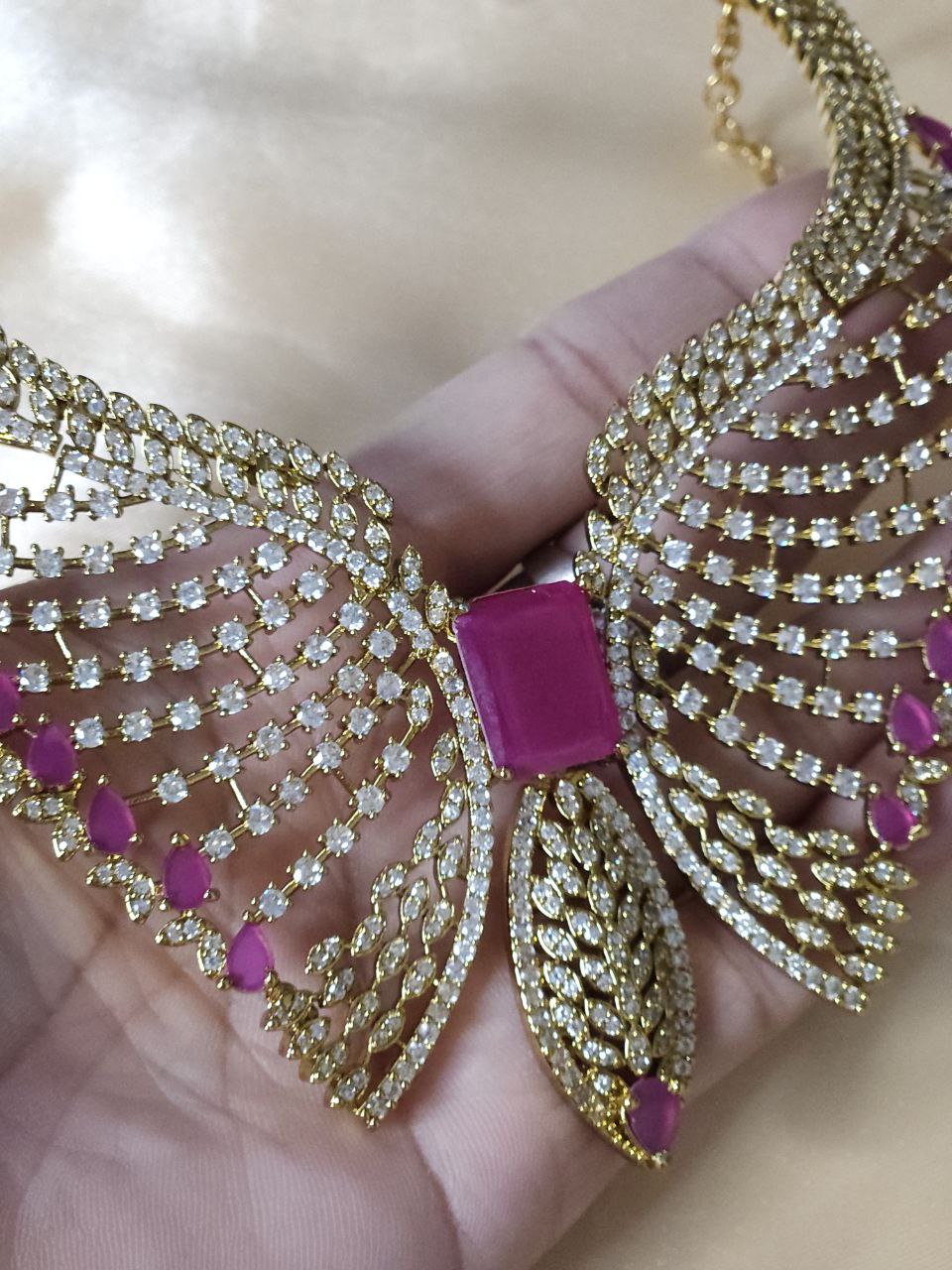 Premium Butterfly Ruby AD Necklace