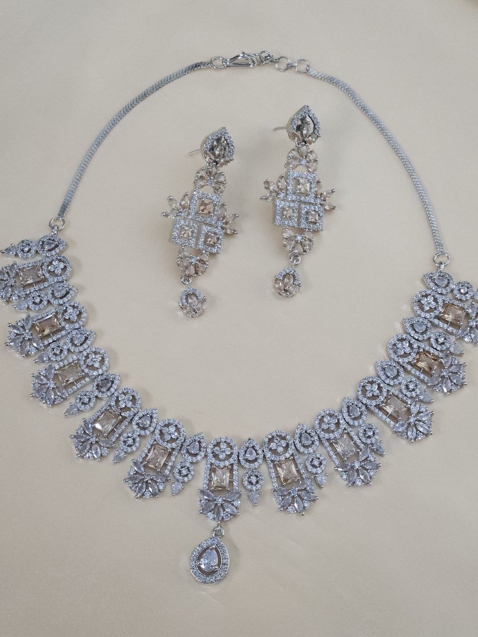 Champagne Silver AD Necklace