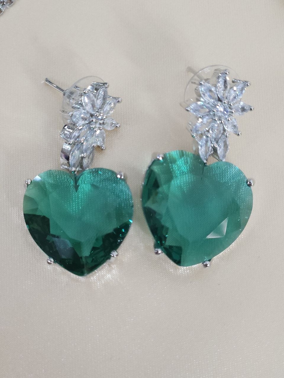 Rama Green Heart Shape AD Necklace
