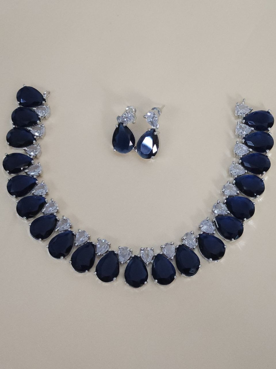 Blue Drops Statement AD Necklace