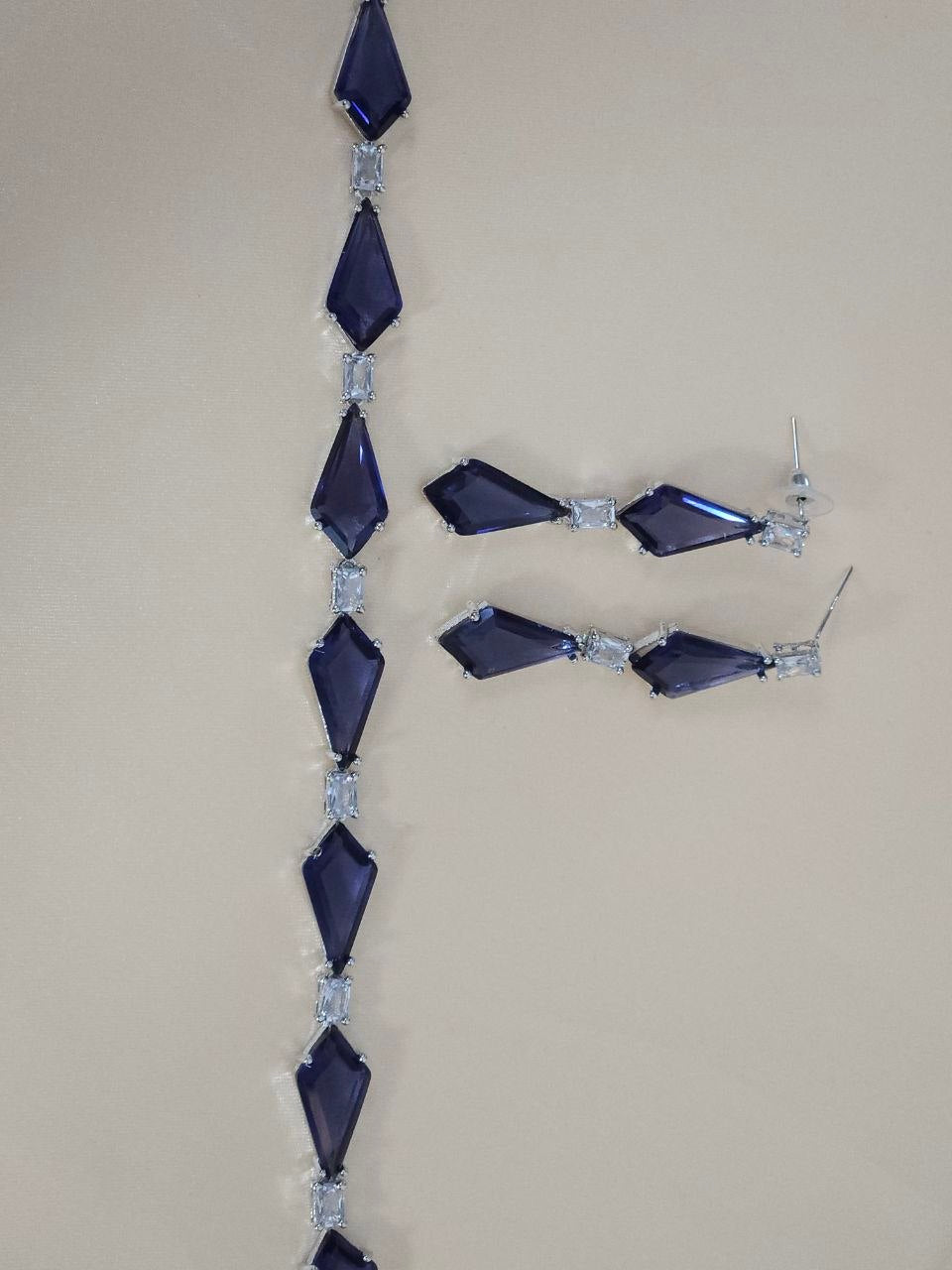 Purple Designer Diamond Shape AD Choker Necklace