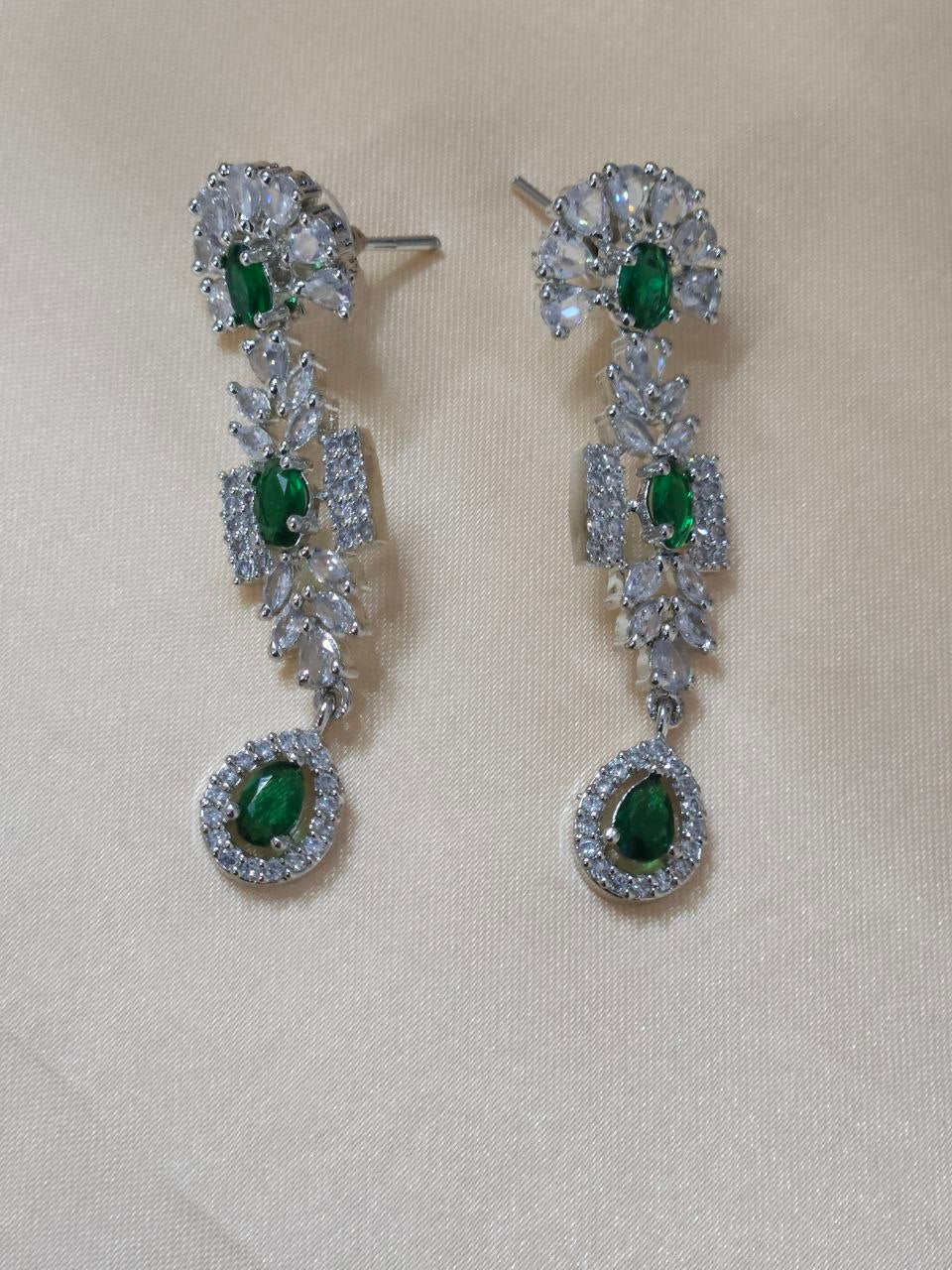Snake Pattern Designer Green AD Necklace