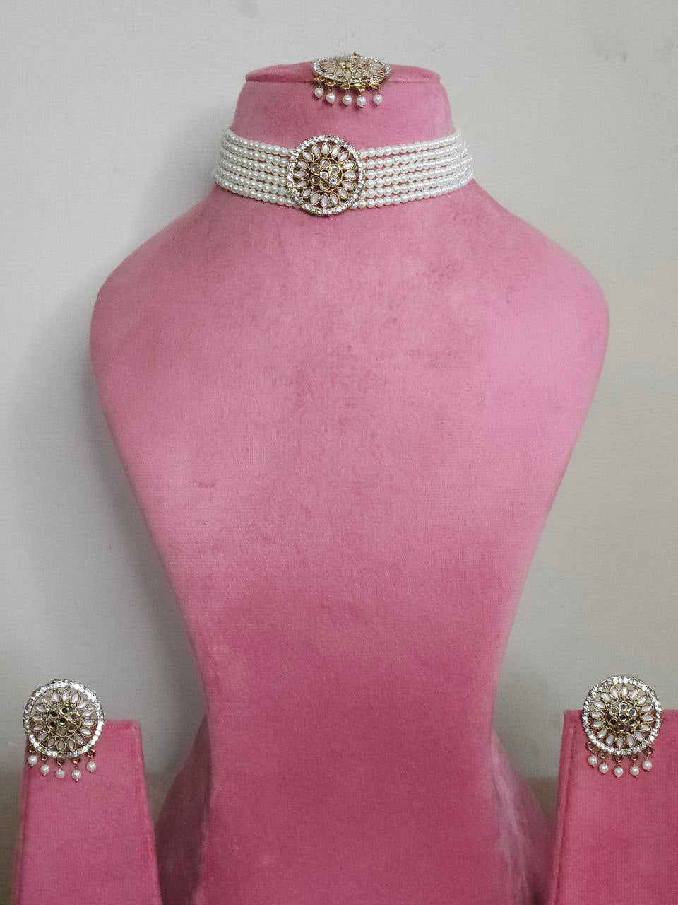 Maharani Pink Mirror Choker