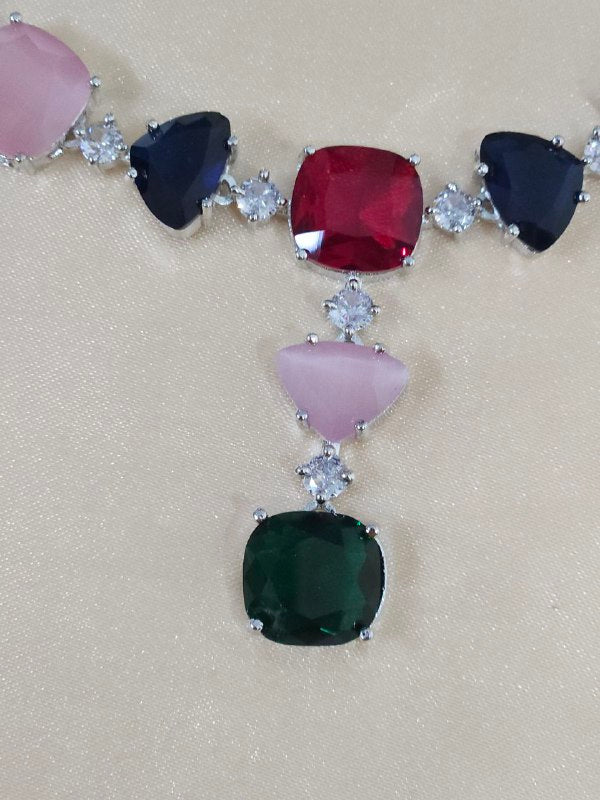 Multi Color Monalisa AD Necklace