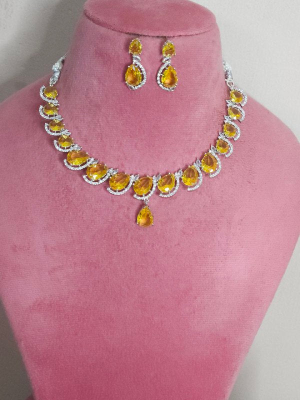 Yellow Multi Drops AD Necklace