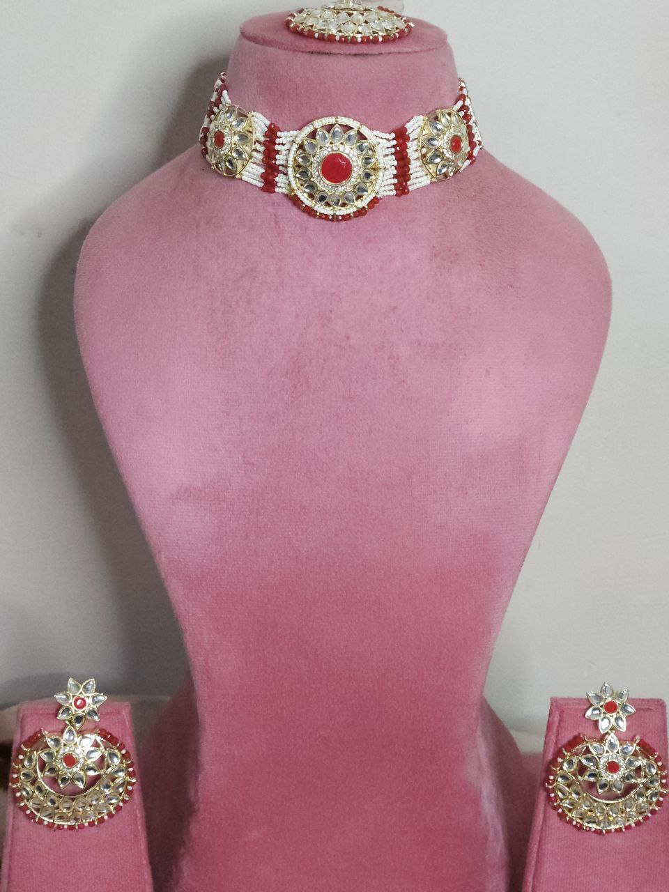 Red Pearl Choker Necklace