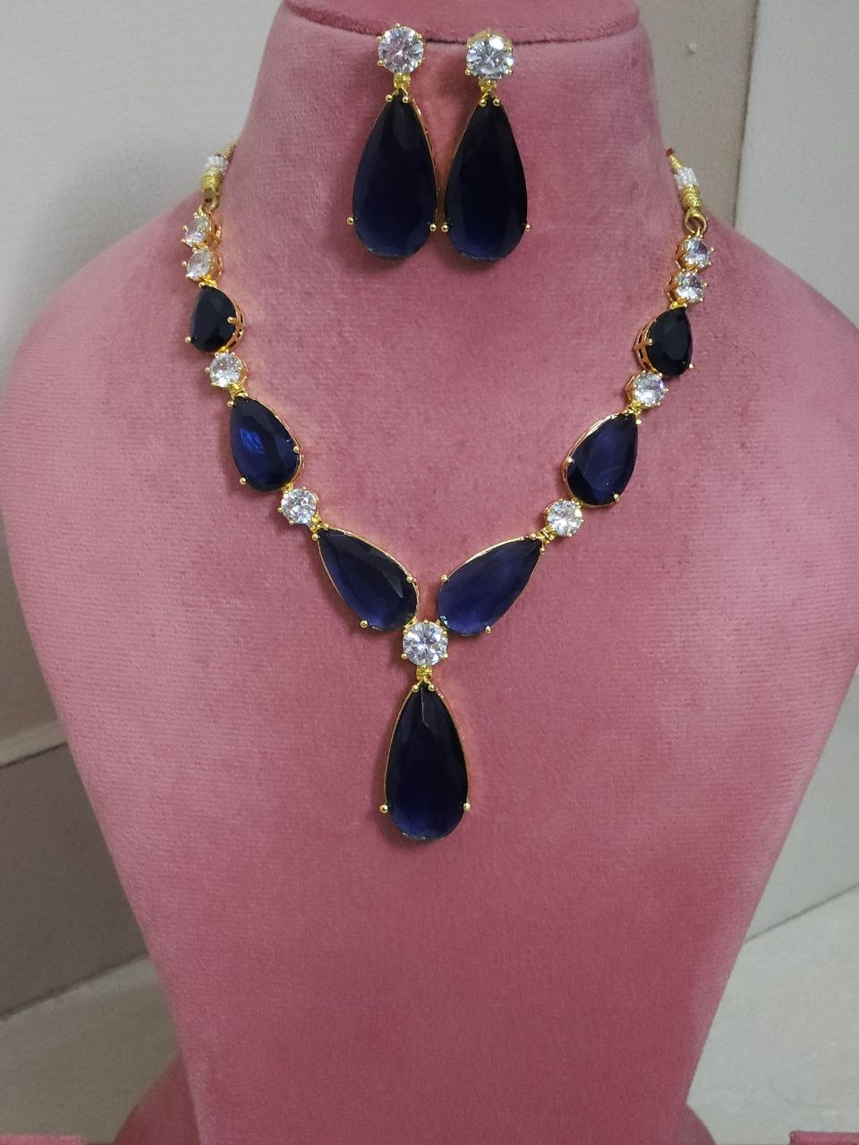 Premium Navy Blue Big AD Celebrity Necklace