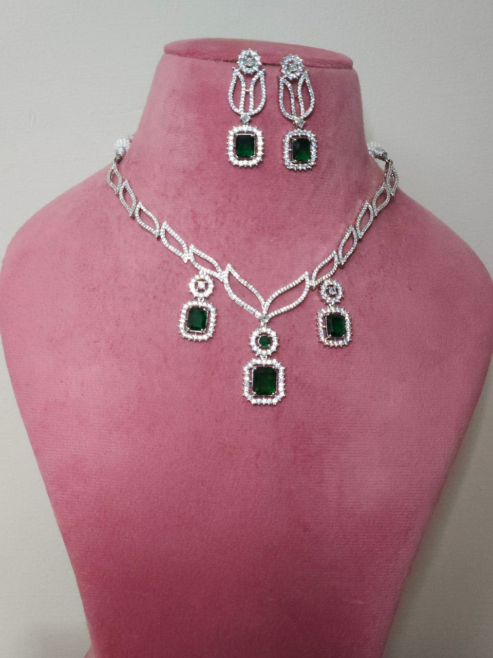 Designer Green AD Necklace