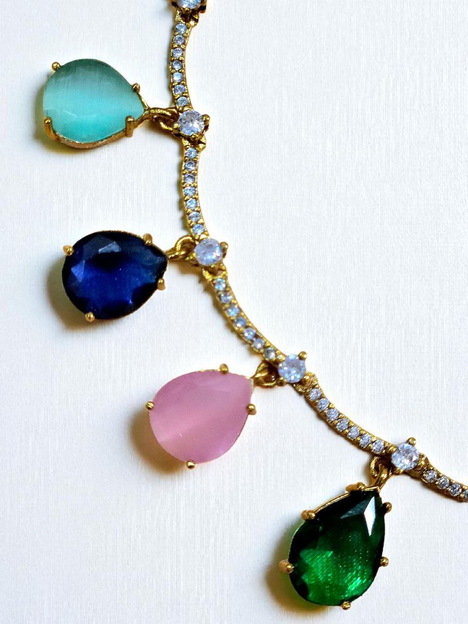 Premium Multicolor Drops AD Necklace