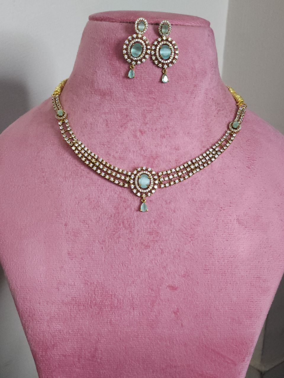 Mint Green AD Drops Necklace