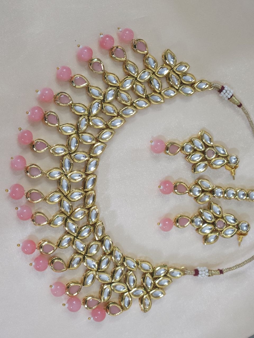 Premium Pink Kundan Semi-Bridal Necklace