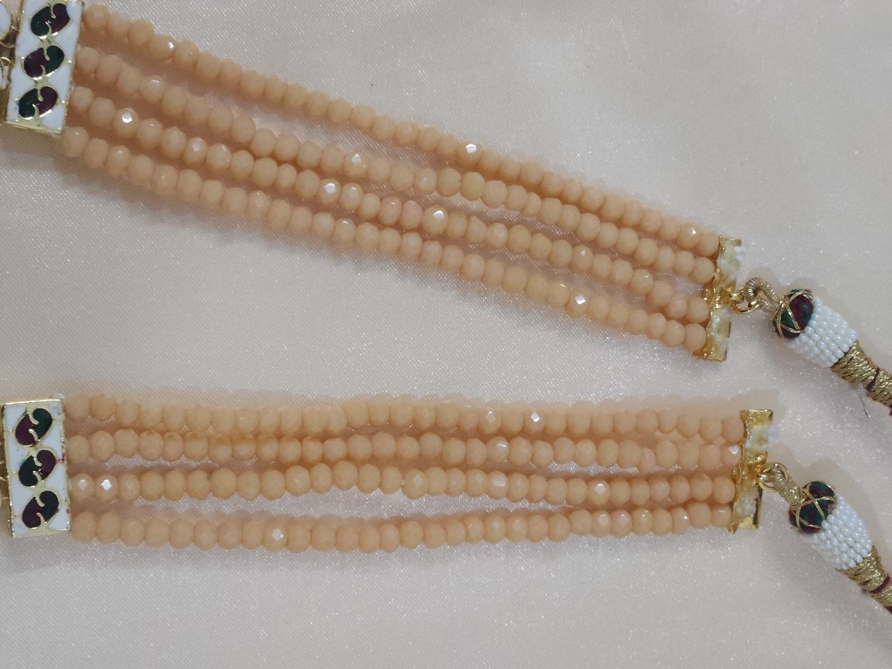 Premium Kundan Peach Bridal Long Necklace