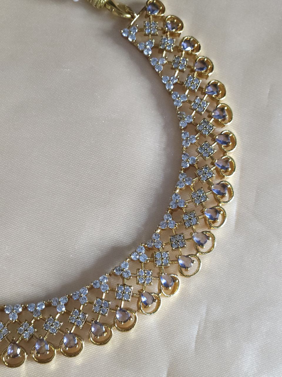 Premium Purple AD Temple Necklace