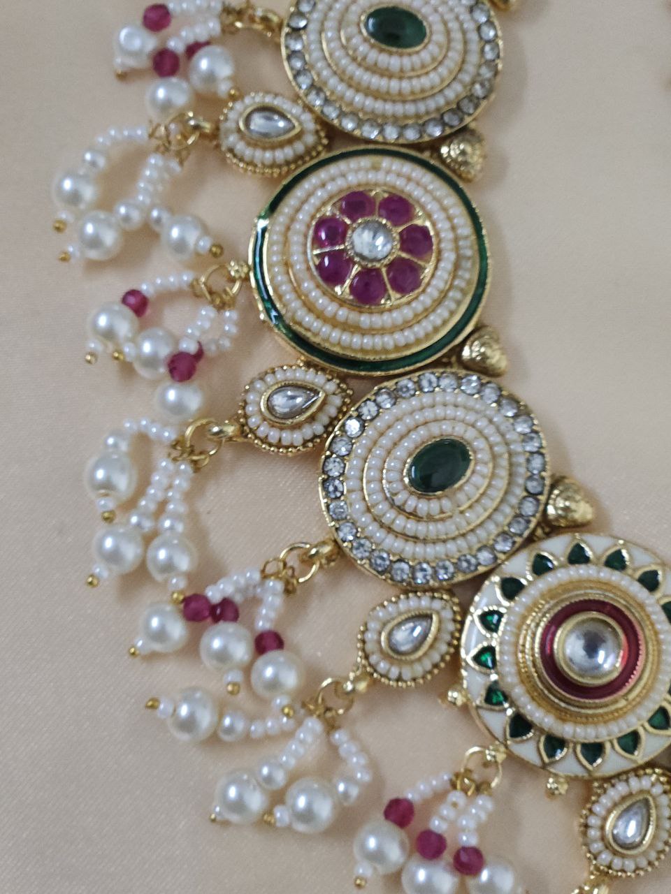 Semi-Bridal Kundan Polki Hanging Necklace