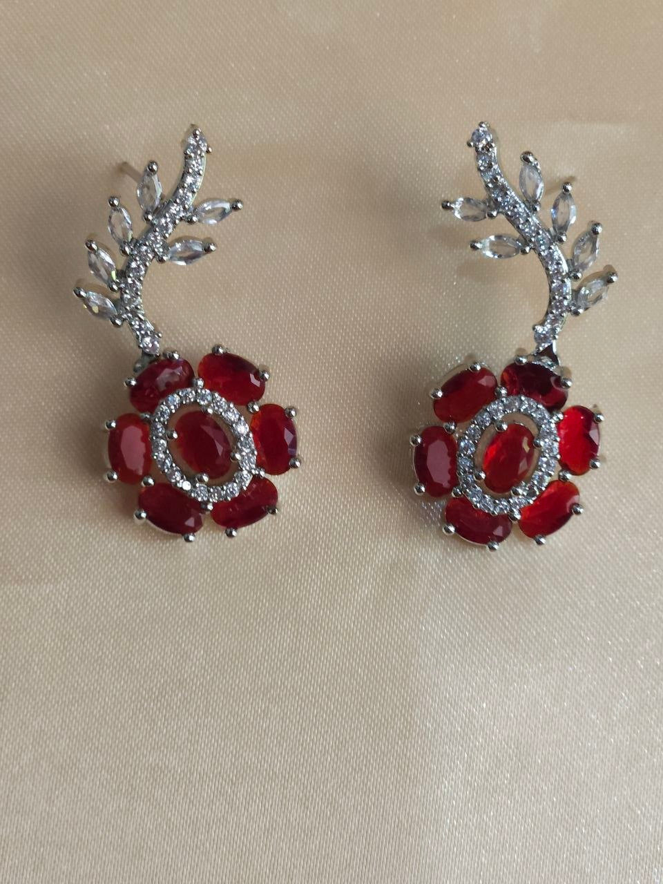 Premium Flower-Pattern Red AD Necklace