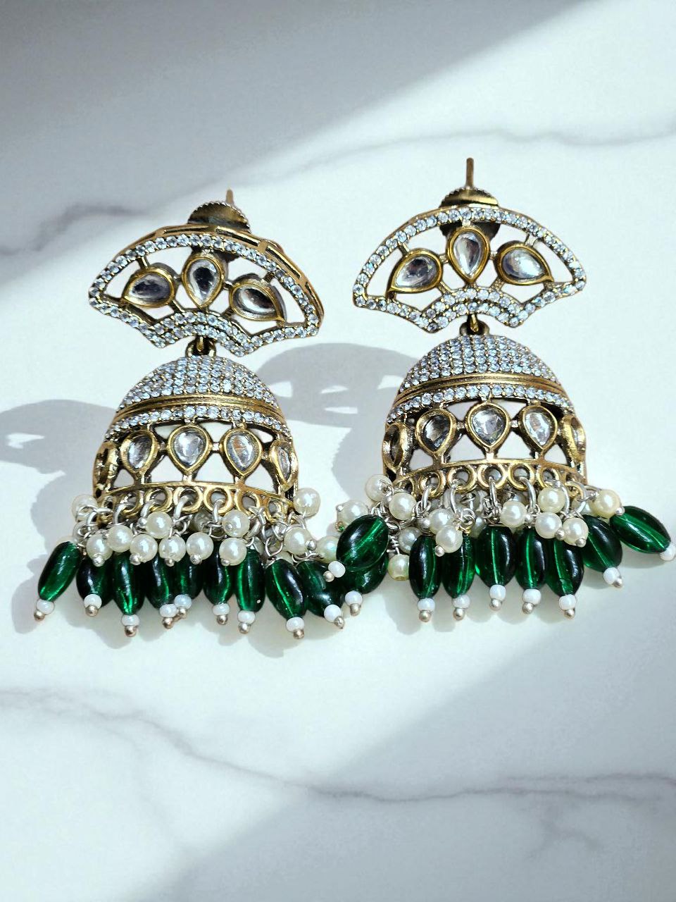 Maharani Jhumki Style Long AD Necklace