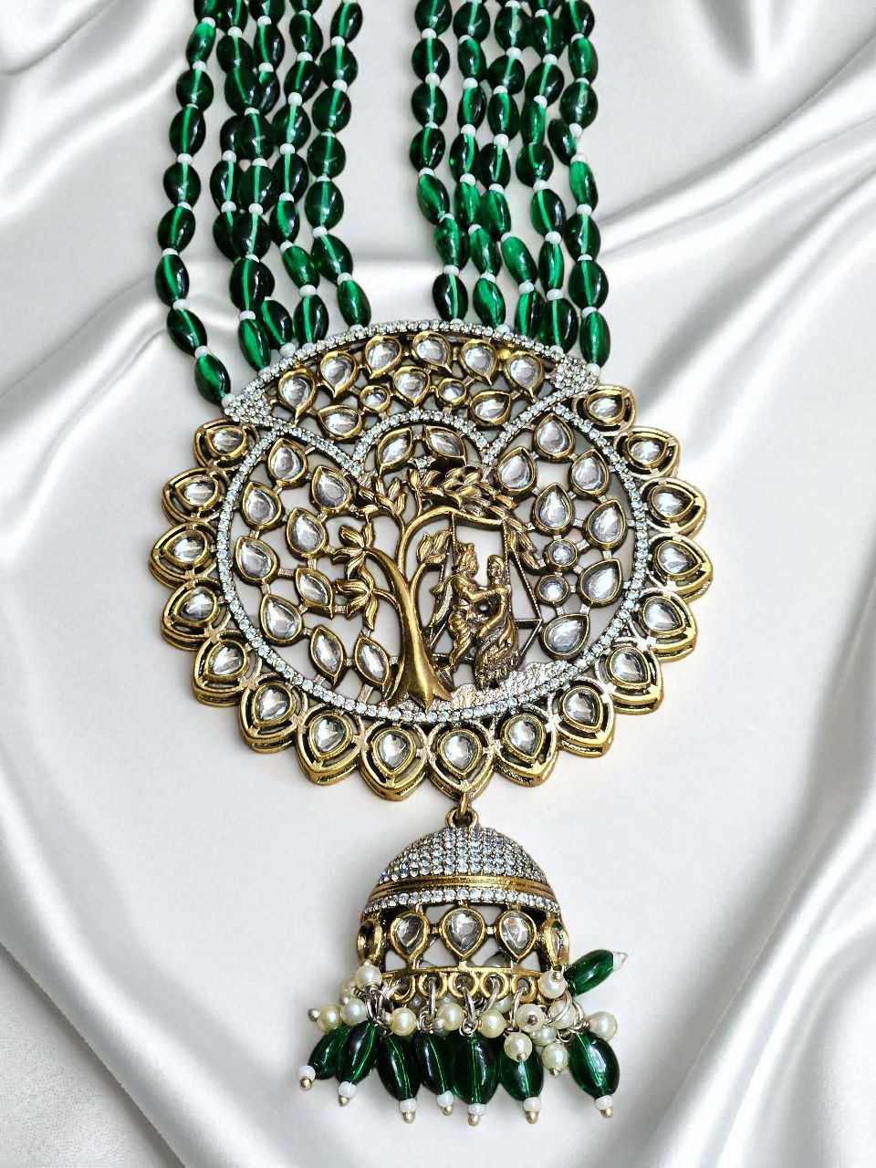 Maharani Jhumki Style Long AD Necklace