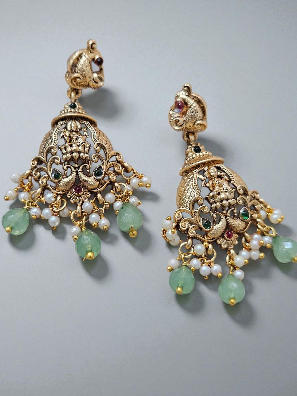 Green Beads Bridal Temple Necklace