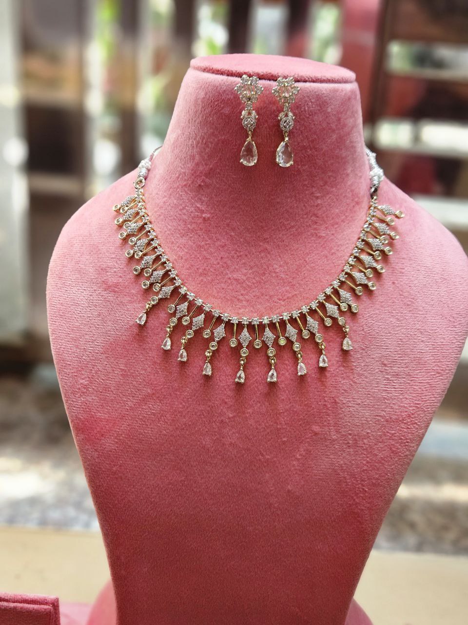 Gold Droplets AD Necklace
