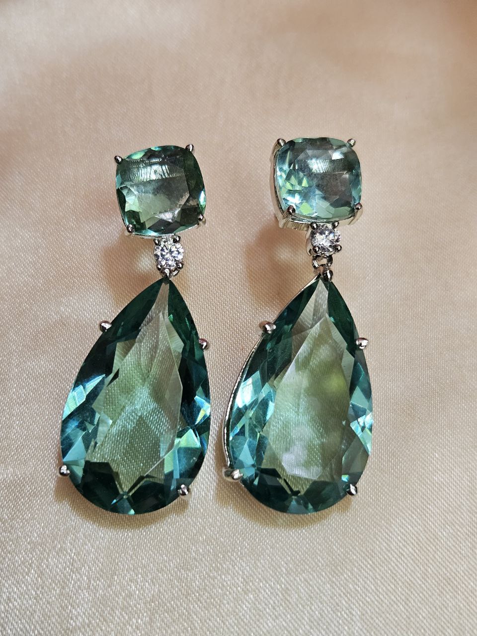 Glass Green Doublet Earrings