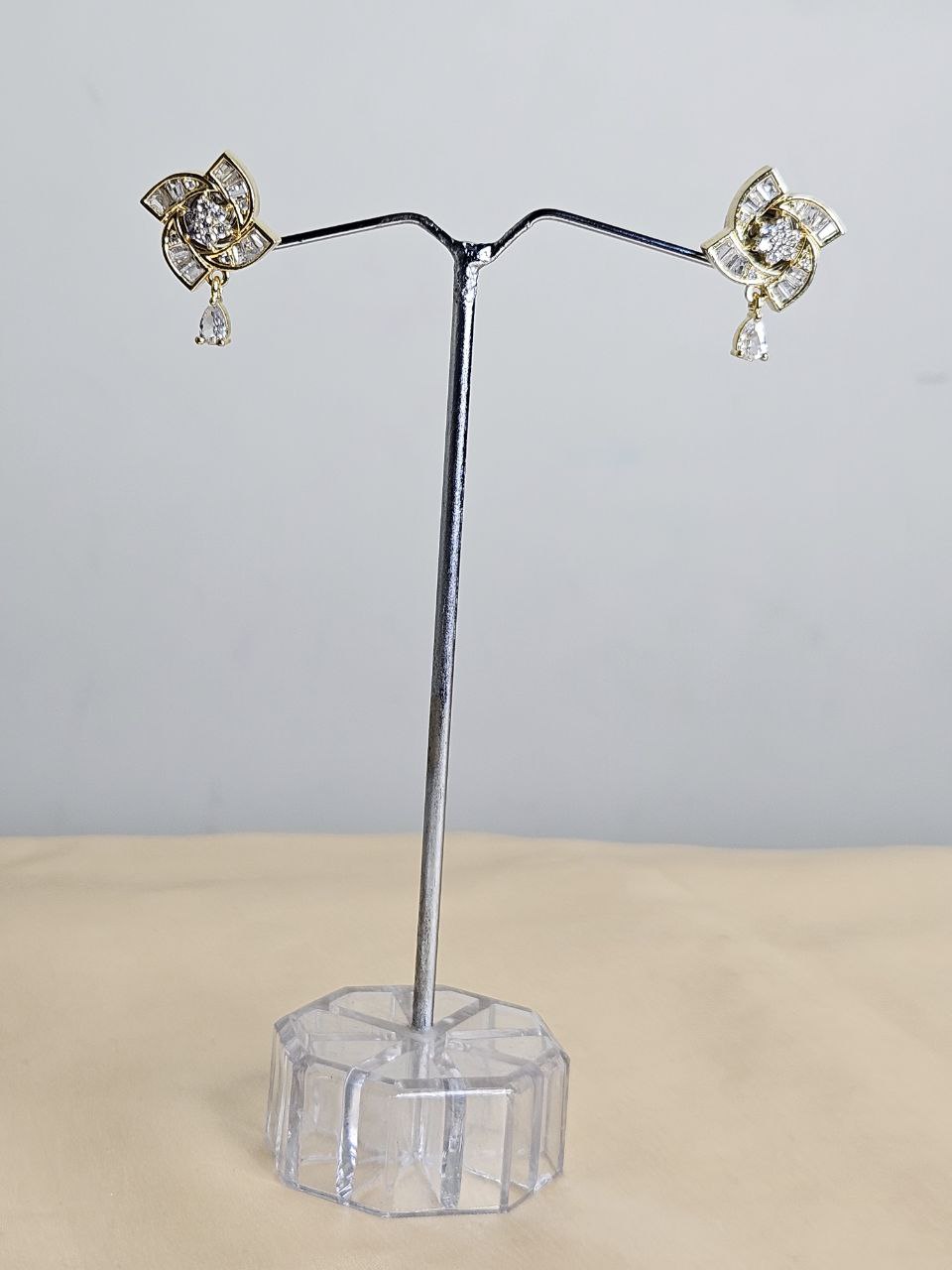 Gold Flower Drop Earrings