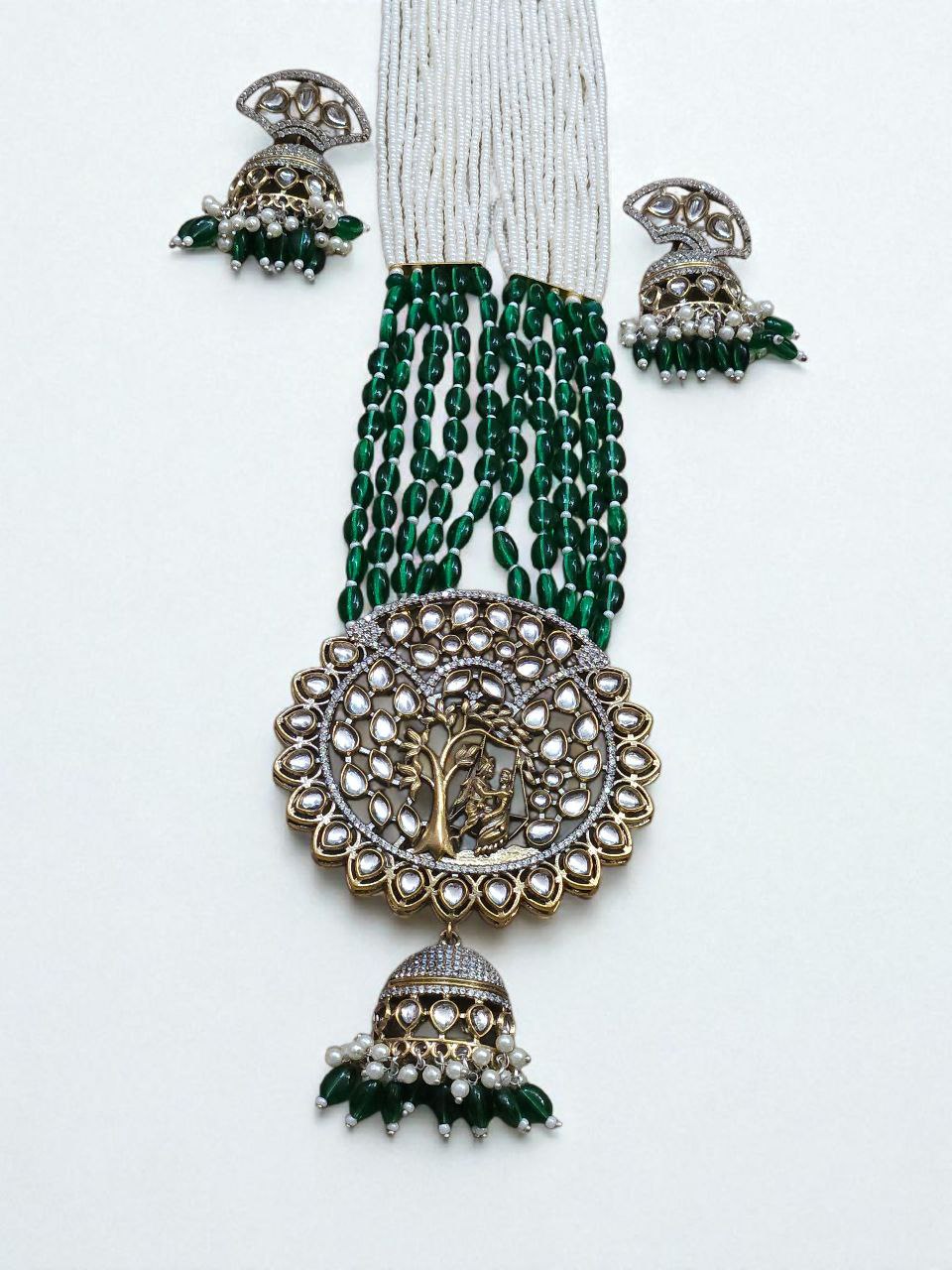 Maharani Jhumki Style Long AD Necklace
