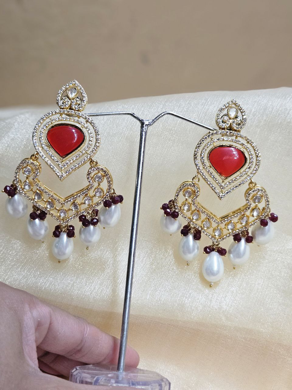 Moissanite Pearl Premium Danglers Earrings