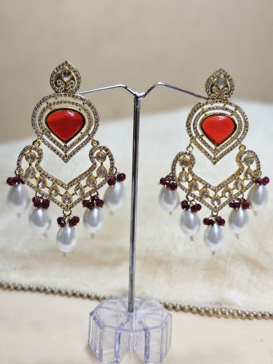 Moissanite Pearl Premium Danglers Earrings