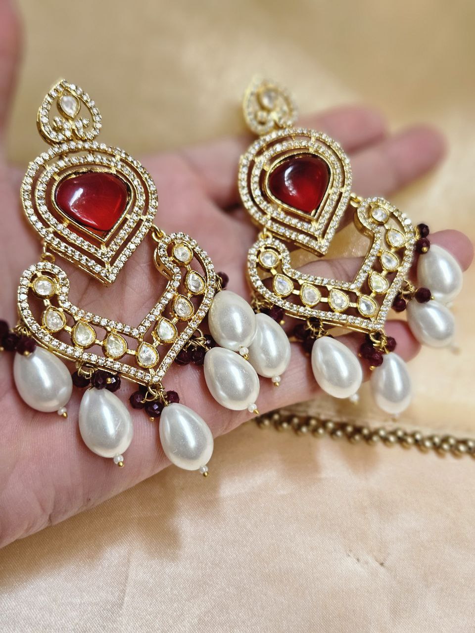 Moissanite Pearl Premium Danglers Earrings