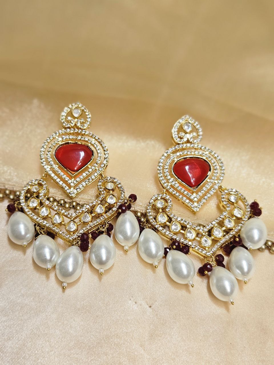 Moissanite Pearl Premium Danglers Earrings
