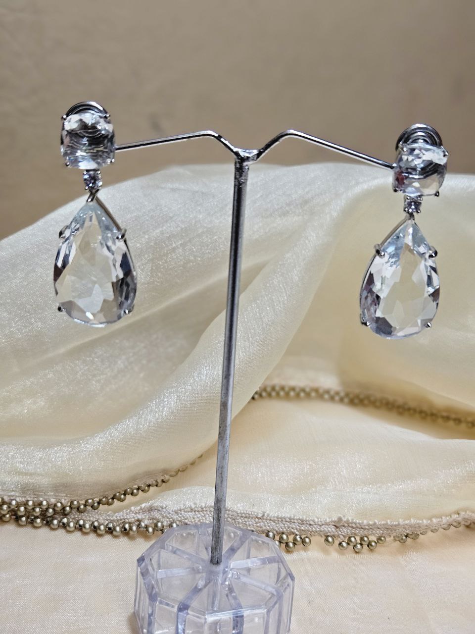 White Doublet Statement AD Earrings