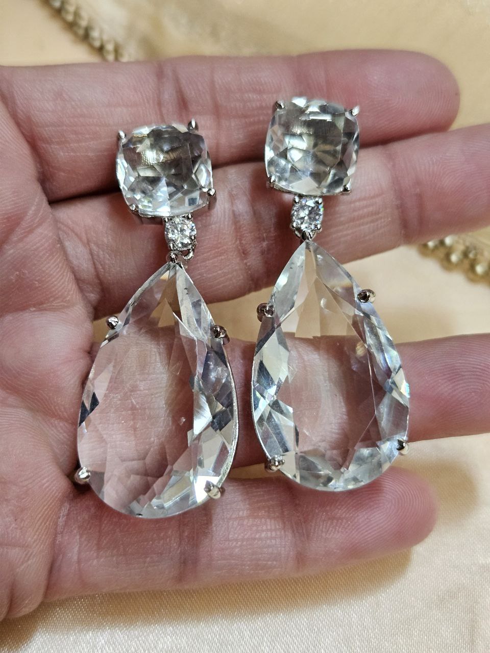 White Doublet Statement AD Earrings