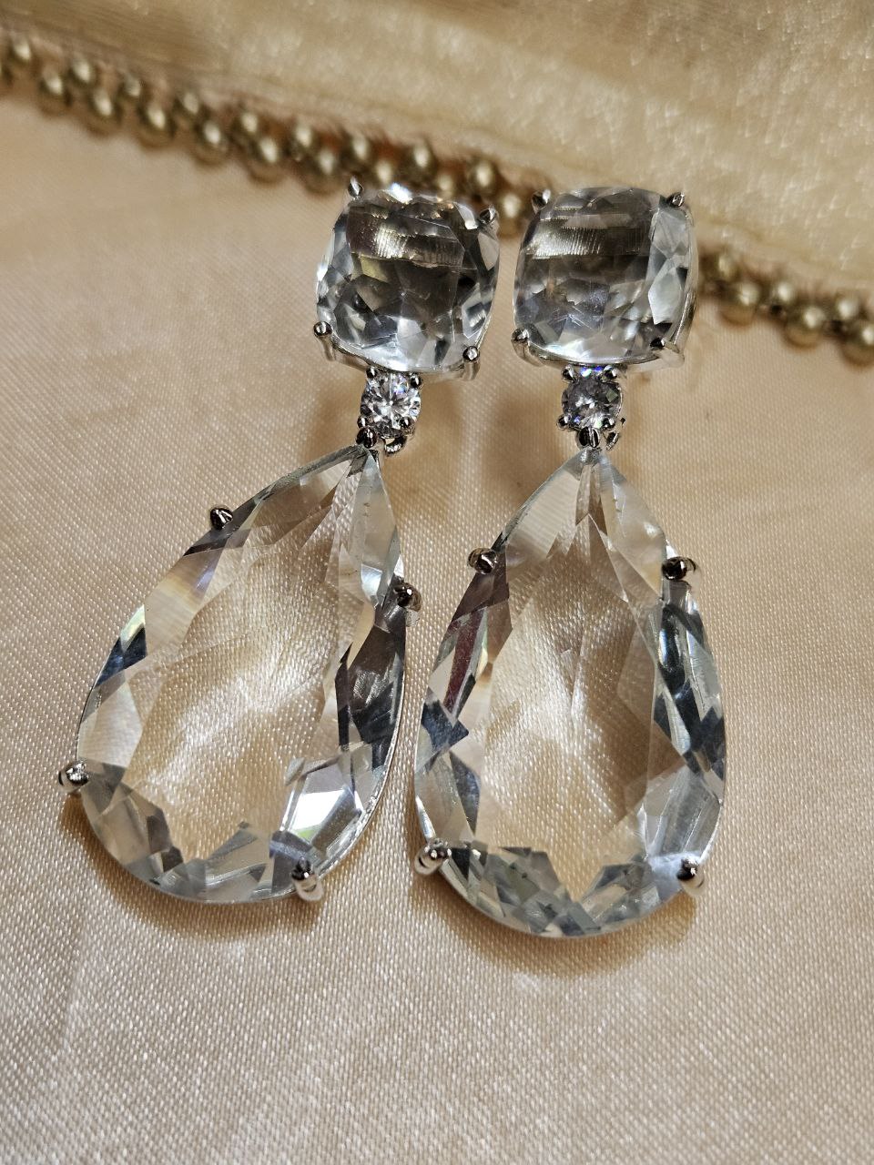 White Doublet Statement AD Earrings