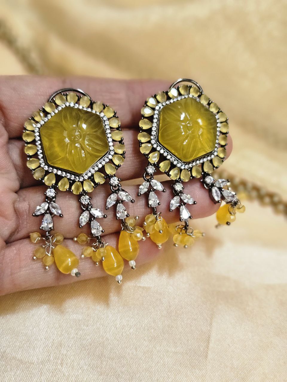 Premium Statement AD Danglers Earrings