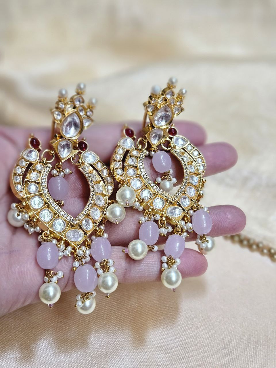 Moissanite Pearl Premium Danglers Earrings