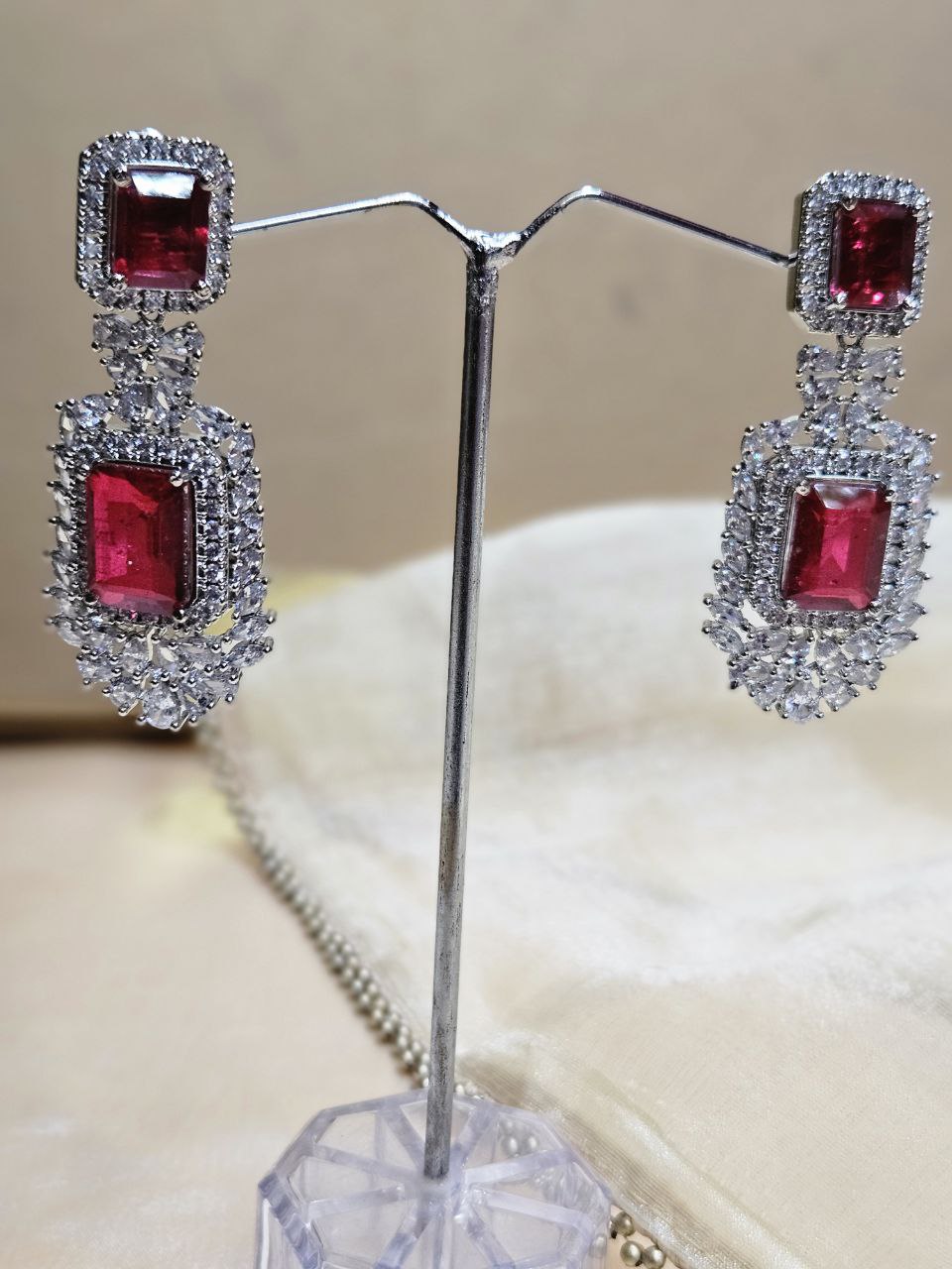 Red AD Statement Danglers Earrings