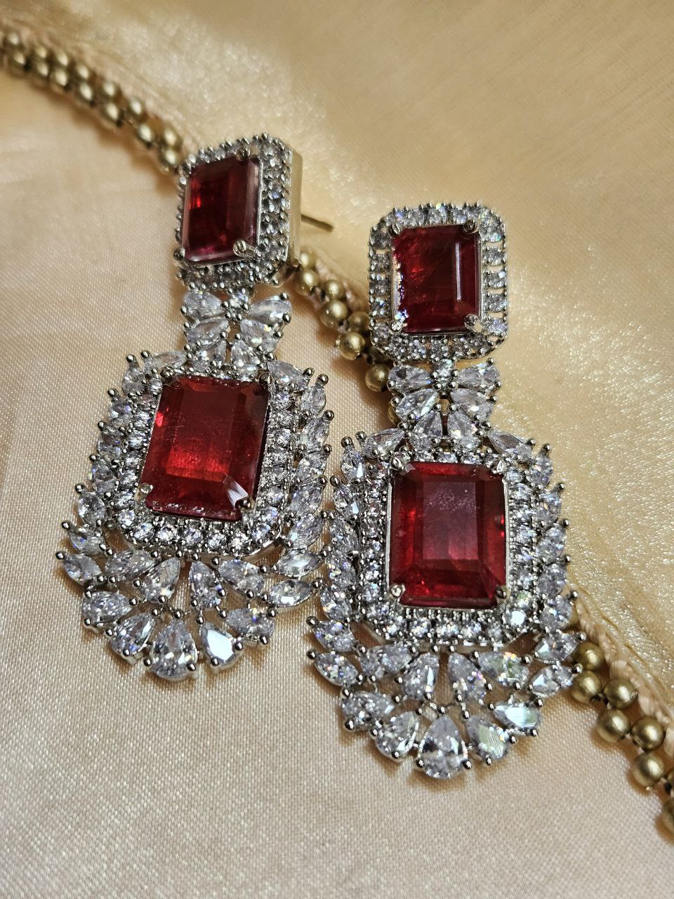 Red AD Statement Danglers Earrings