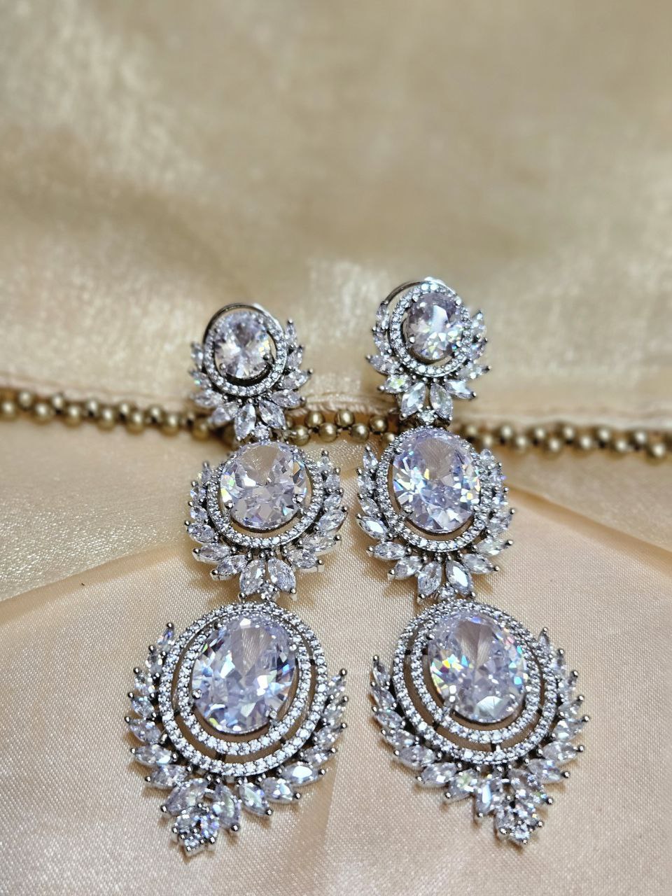 White Statement AD Danglers Earrings