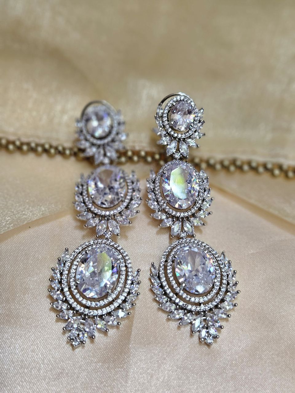 White Statement AD Danglers Earrings