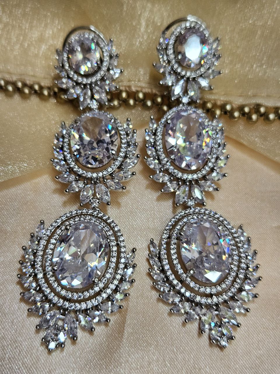 White Statement AD Danglers Earrings