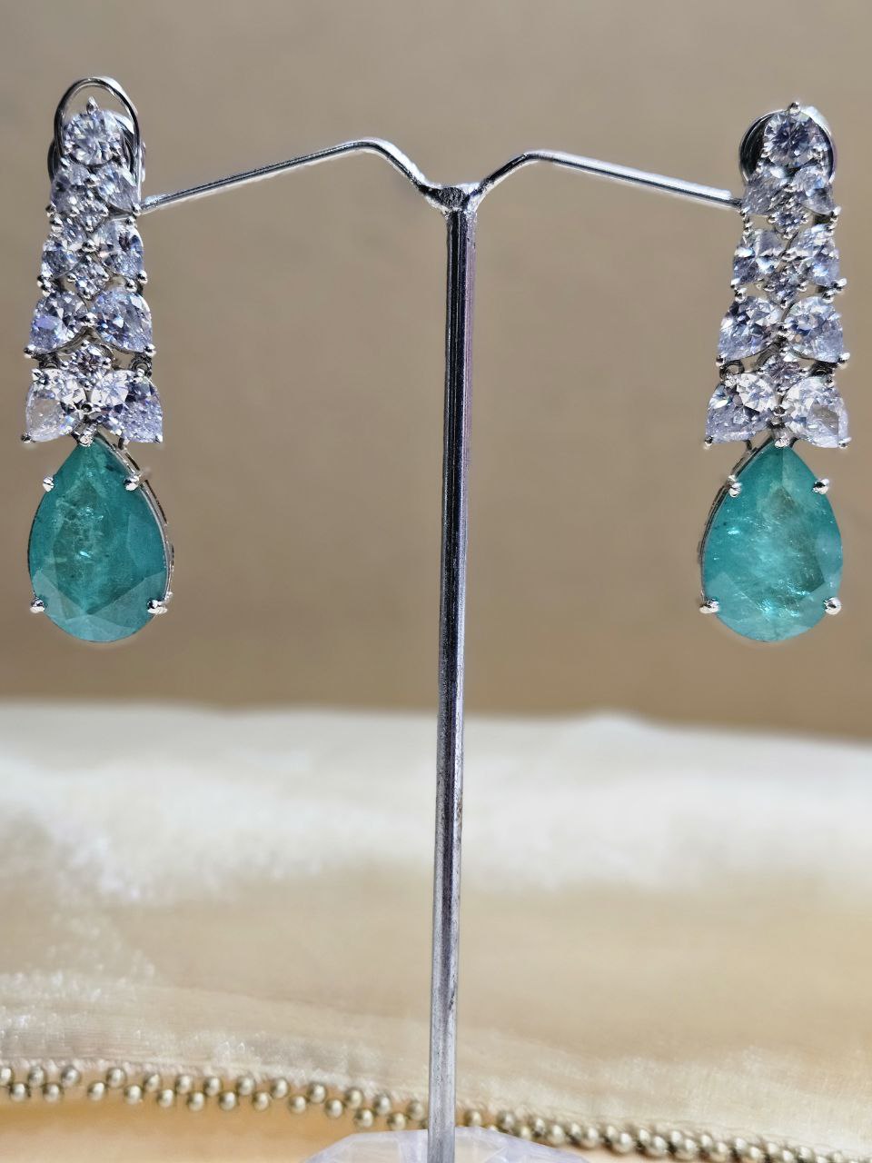 Moissanite Emerald Green AD Earrings