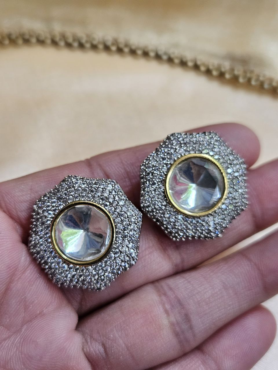 Dual Polish Polki Stud Earrings