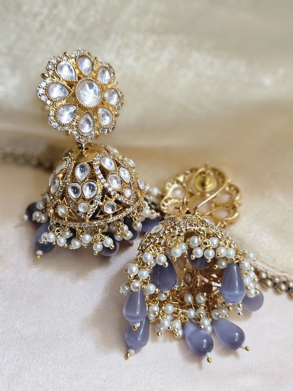 Lavender AD Jhumka Earrings