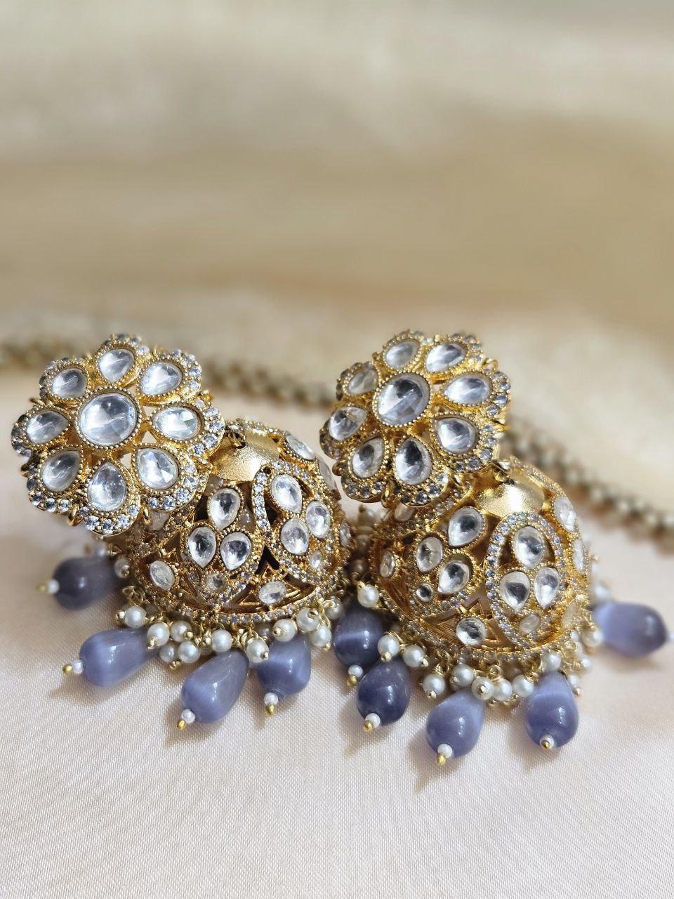 Lavender AD Jhumka Earrings