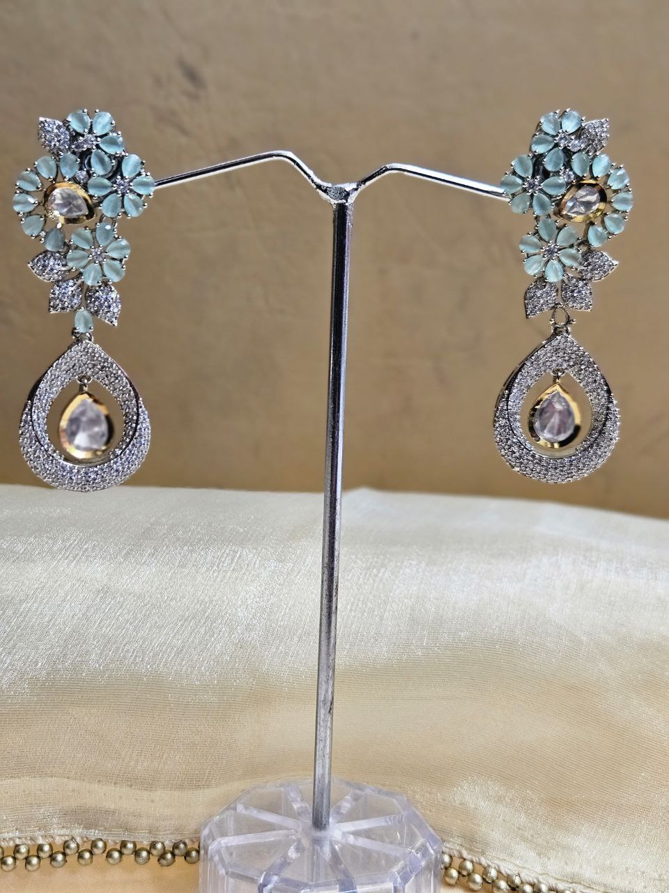 Nano Setting AD Flower Earrings