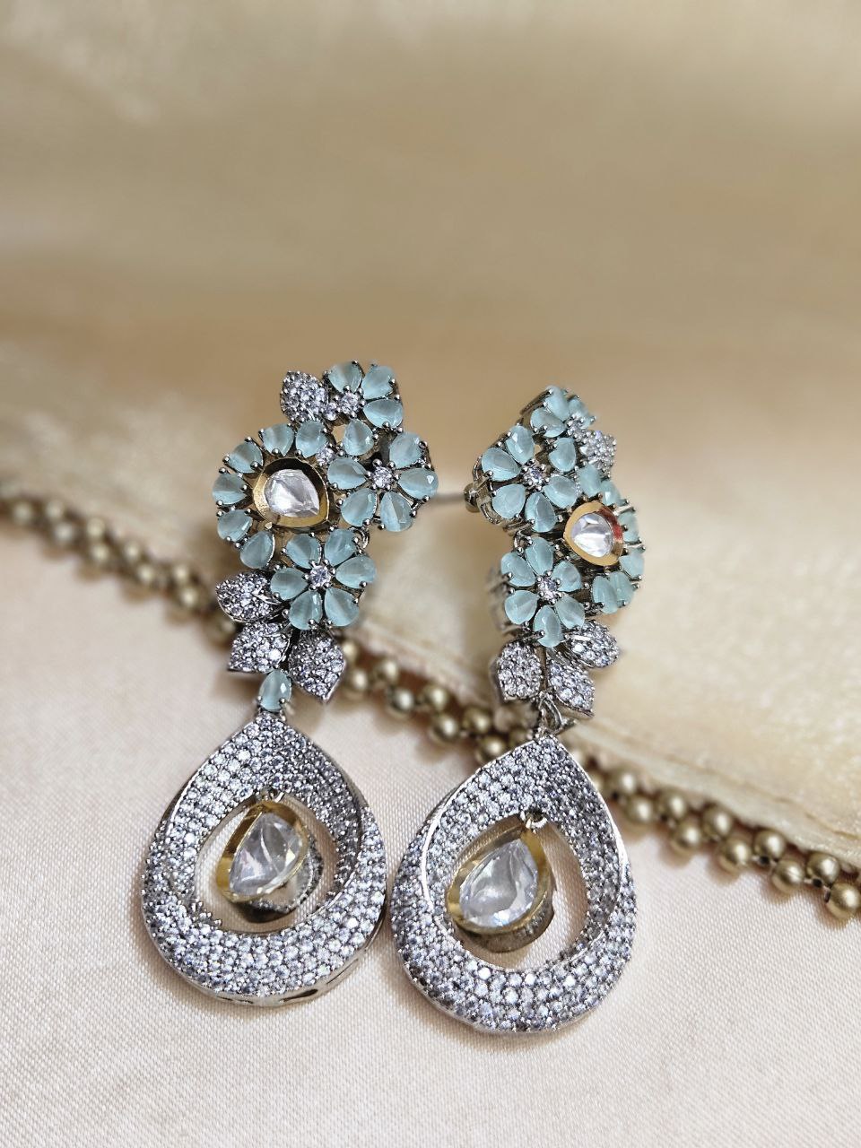Nano Setting AD Flower Earrings